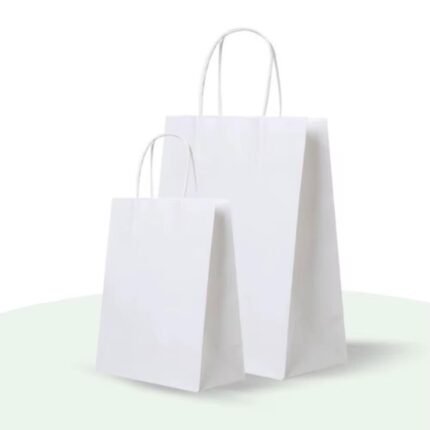 أكياس كرافت ورقية لون ابيض - (5 قطع)