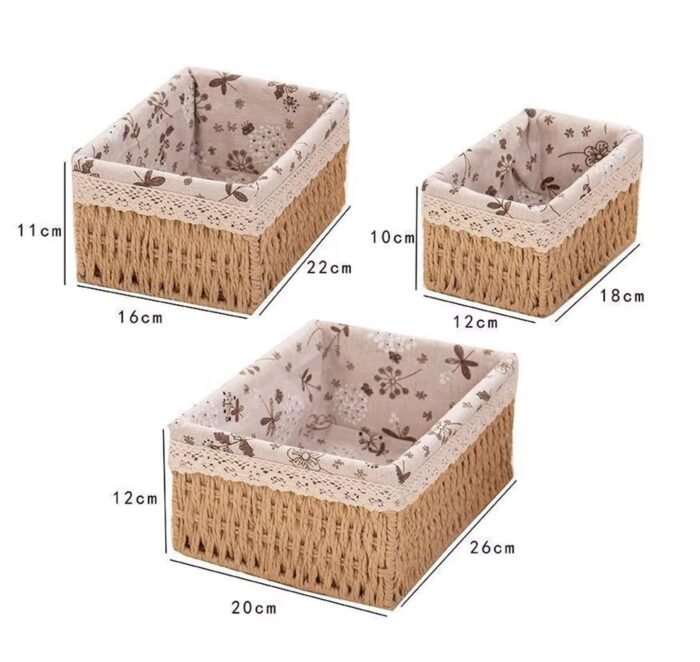 ⁦سلة قش مستطيل - قطعتين⁩ - الصورة ⁦3⁩