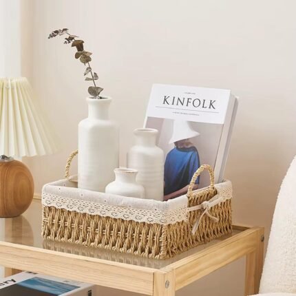 سلة قش مربع - قطعة واحدة