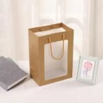 ⁦كيس كرتون وجه شفاف - لون بني - 5 قطع⁩ - الصورة ⁦2⁩