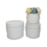 صندوق هدايا دائرية فاخرة (3 قطع - أبيض)