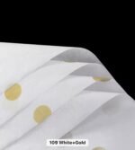 ⁦ورق زبدة مع دوائر ذهبية - لون ابيض وذهبي - 10 أوراق⁩ - الصورة ⁦2⁩