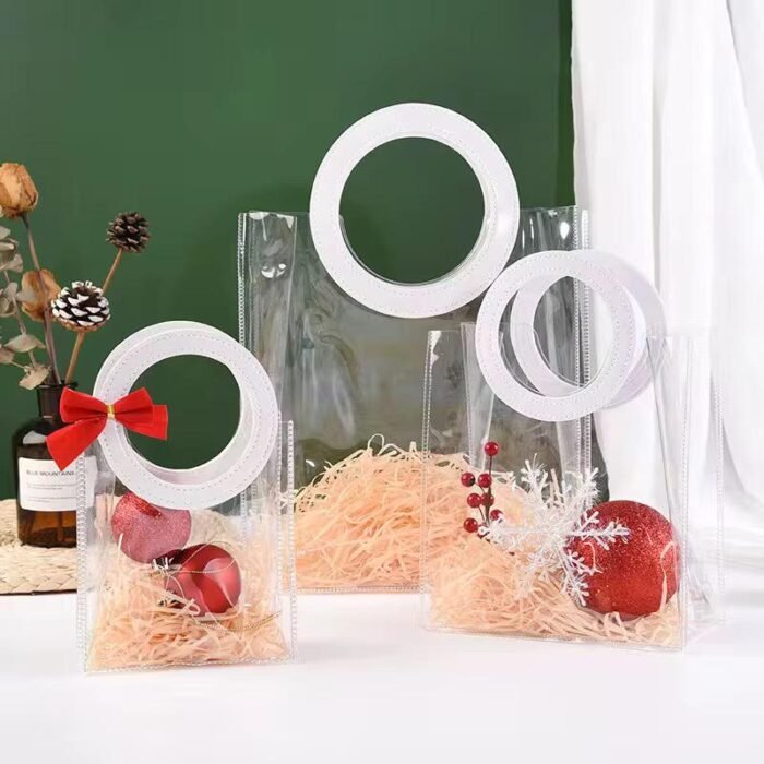 ⁦كيس هدايا شفاف مع يد ابيض دائرية⁩ - الصورة ⁦4⁩
