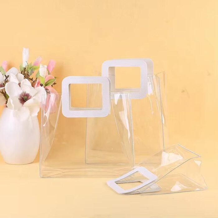 ⁦كيس هدايا شفاف مع يد ابيض مربع⁩ - الصورة ⁦5⁩