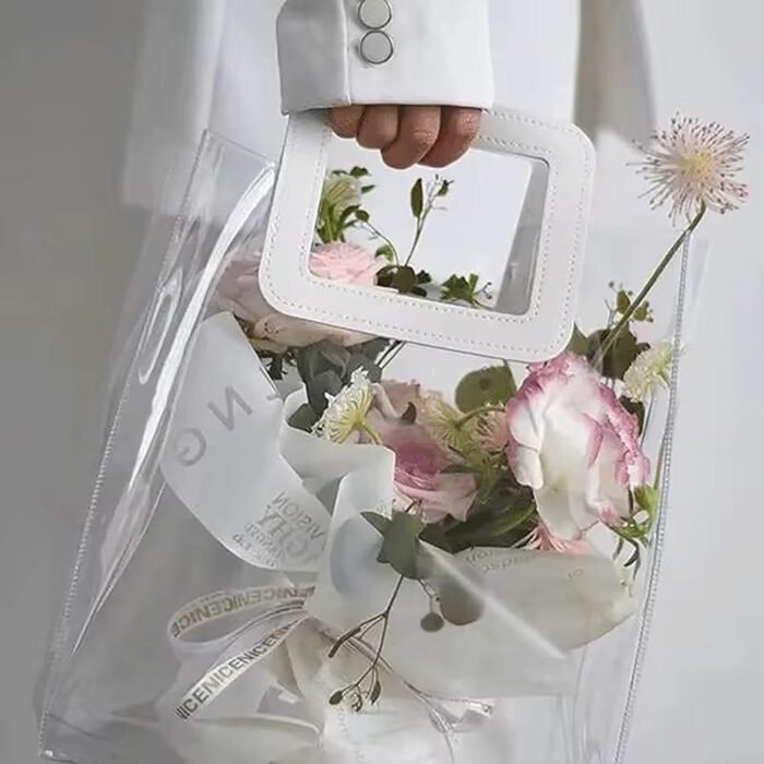 ⁦كيس هدايا شفاف مع يد ابيض مربع⁩ - الصورة ⁦2⁩