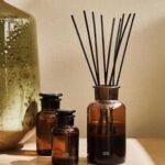 زجاجة معطر اعواد دائري لون عنبري مع غطاء زجاج -500 مل