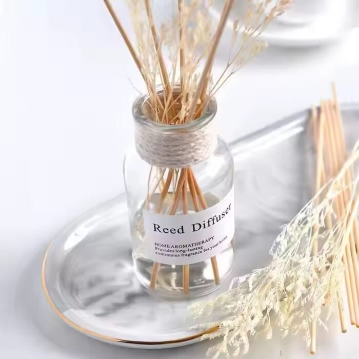 ⁦زجاجة معطر اعواد دائري شفاف مع غطاء زجاج - 500 مل⁩ - الصورة ⁦3⁩