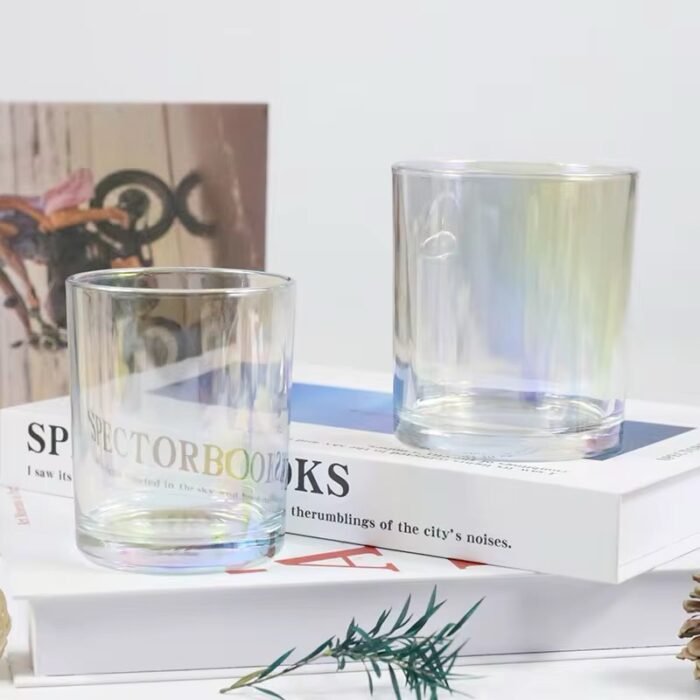 ⁦كاسة زجاج شفاف لامع 320 مل - غطاء ذهبي⁩ - الصورة ⁦2⁩