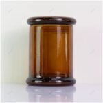 كاسة زجاج عنبري مع غطاء زجاجي-370 مل