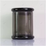 كاسة زجاج رمادي مع غطاء زجاجي - 370 مل