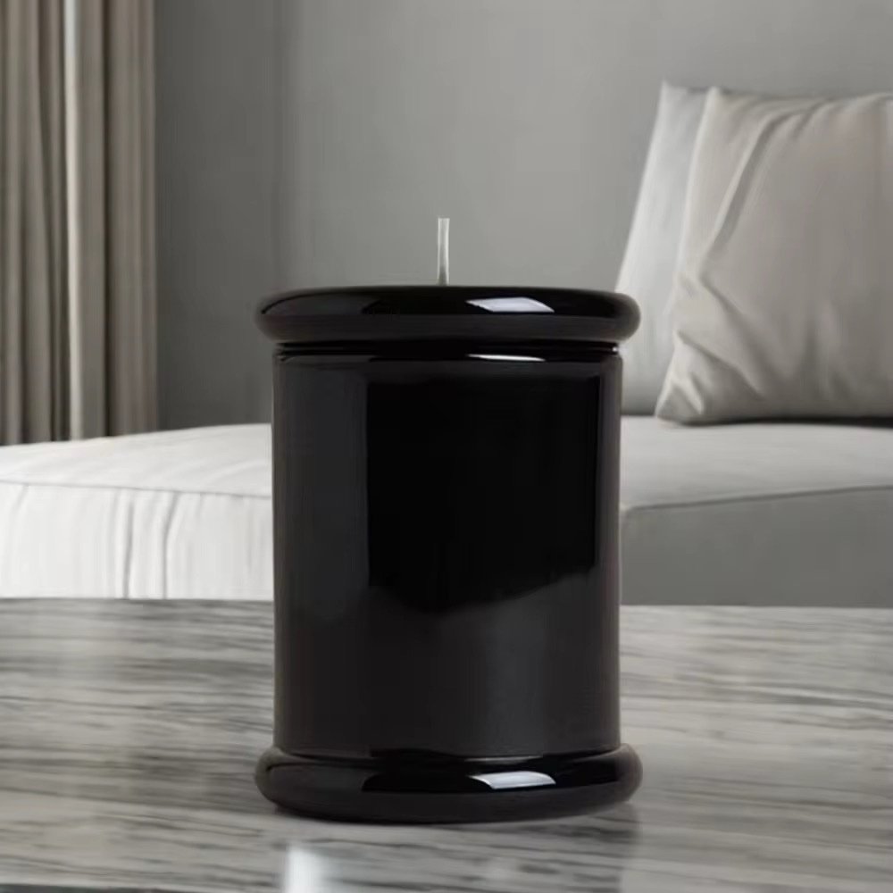 img_5078 كاسة زجاج اسود مع غطاء زجاجي- 370 مل - الصورة 1