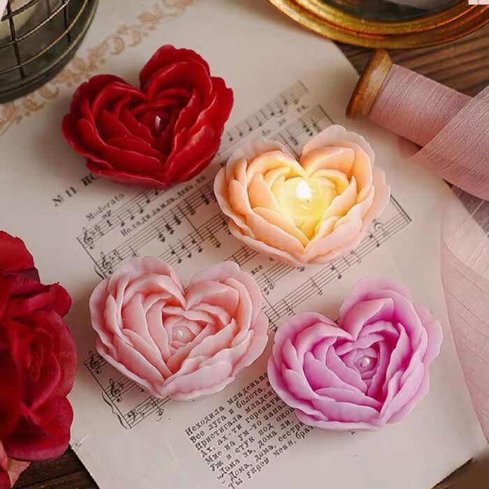 ⁦قالب سليكون وردة على شكل قلب- وسط⁩ - الصورة ⁦2⁩