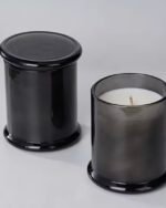 كاسة زجاج اسود مع غطاء زجاجي- 370 مل