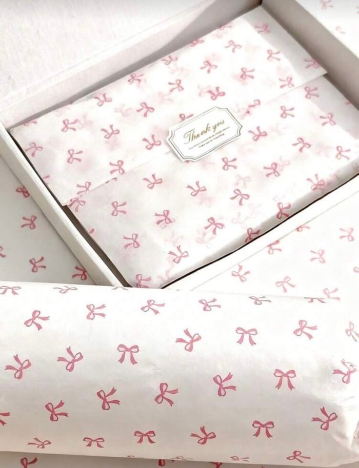 ⁦ورق زبدة انيق 22 قطعة - ابيض مع ببيونات⁩ - الصورة ⁦3⁩