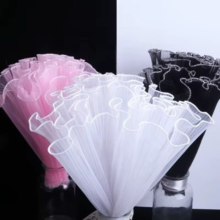 ⁦تل قماش اورجانزا لتغليف الهدايا والورد - لون ابيض⁩ - الصورة ⁦4⁩