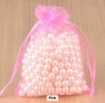 اكياس تل قماش للتوزيعات - لون زهري -10 قطع