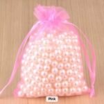 اكياس تل قماش للتوزيعات - لون زهري -10 قطع