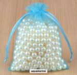 اكياس تل قماش للتوزيعات - لون ازرق سماوي -10 قطع