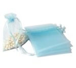 ⁦اكياس تل قماش للتوزيعات - لون ازرق سماوي -10 قطع⁩ - الصورة ⁦2⁩